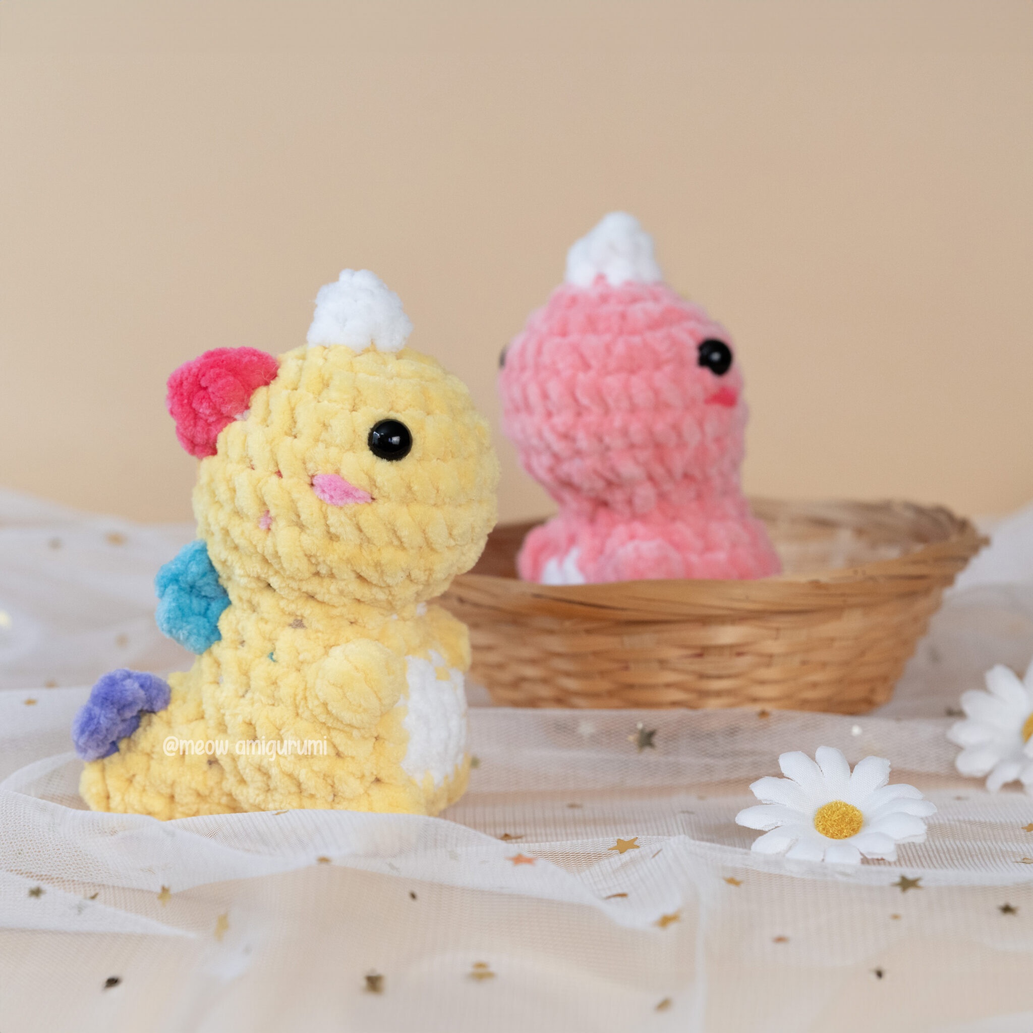 🍄 No Sew – Crochet mini dinosaur 🍄 – MeoW Amigurumi